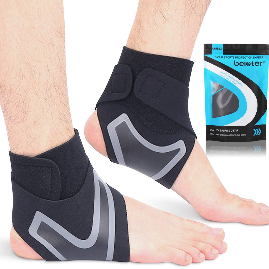 [Australia] - Beister 1 Pair Ankle Support Breathable Neoprene Compression Ankle Brace for Men and Women, Elastic Sprain Foot Sleeve for Sports Protect, Arthritis, Plantar Fasciitis, Achilles tendonitis, Recovery Black Large (Pack of 2) 