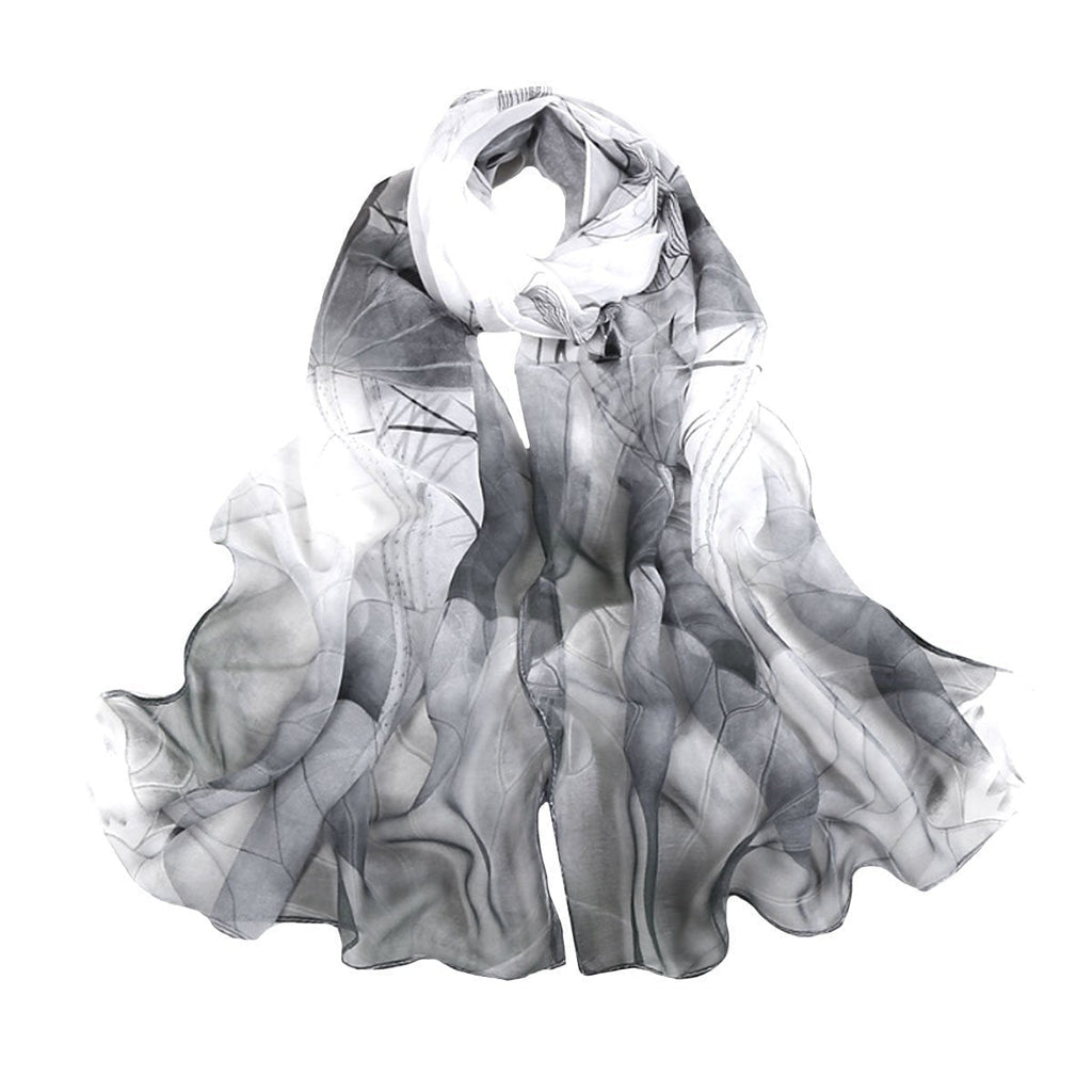 [Australia] - Van Caro Womens Silk Spring Scarf Fashion Shawls Wraps for Hair & Neck 2830 Black and White One Size 