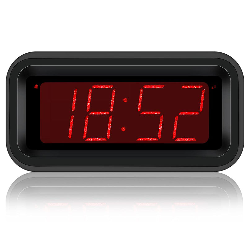 [Australia] - Digital Clock, Battery Operated Clock, Cordless, Small LED Clock, 1.2'' Tall Sparkling Red LED Number Display, Snooze, Alarm Clock for Heavy Sleepers Adults Kids Students Bedroom Bathroom Kitchen Black Sparkling 1.2'' LED 