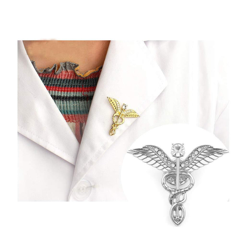 [Australia] - Cool Registered Nurse Emblem Pin,BSN Caduceus Doctor Brooch Medical Jewelry silver 