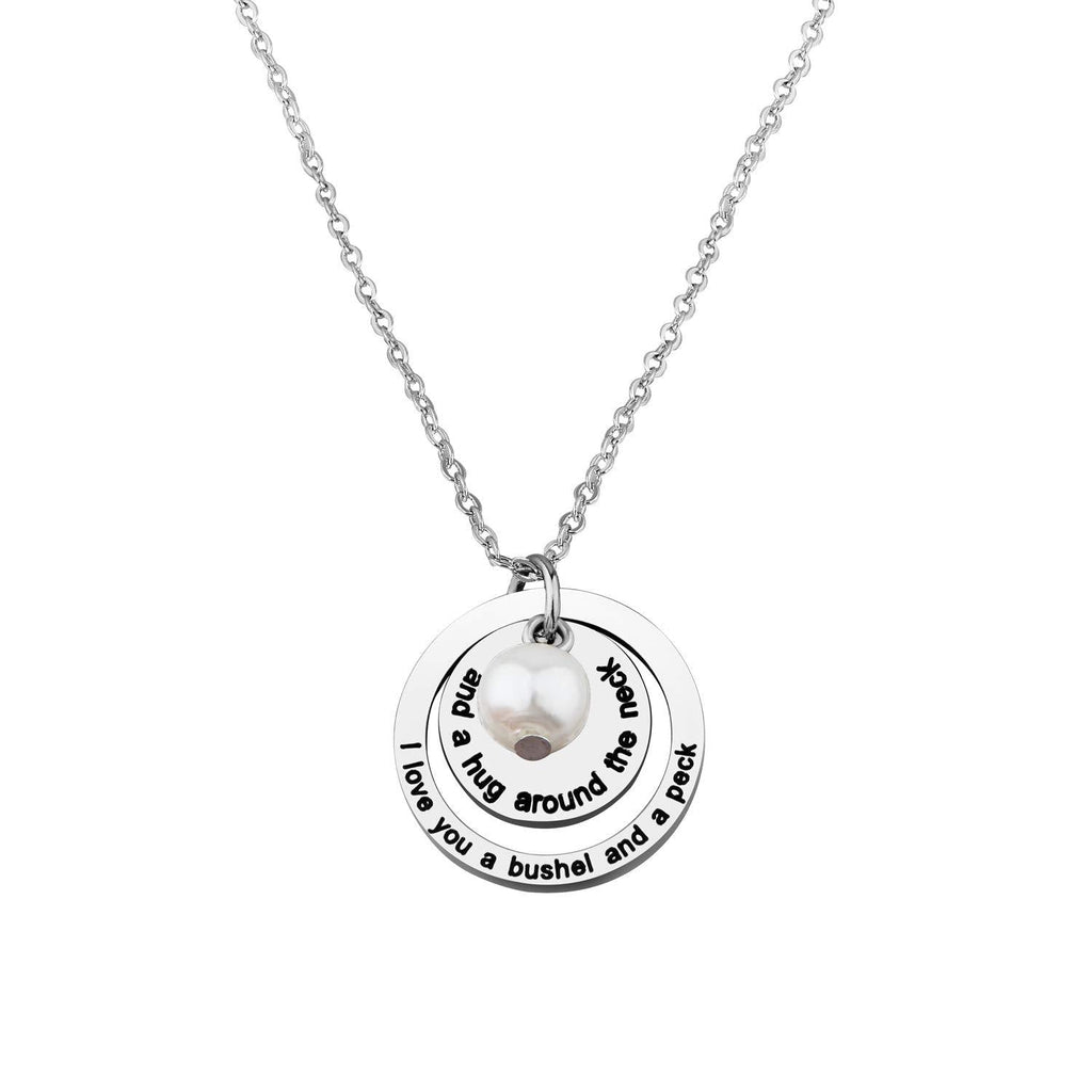 [Australia] - I Love You a Bushel and a Peck Necklace Gift for Mom Grandma Silver 
