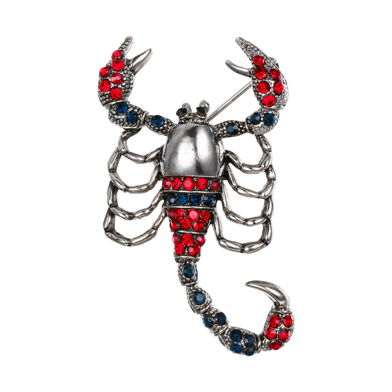 [Australia] - BriLove Women's Lovely Cute Crystal Scorpion Enamel Brooch Pin Red/Blue 