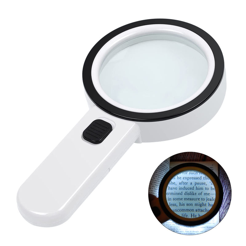 [Australia] - AIXPI Magnifying Glass with Light, 30X Handheld Large Magnifying Glass 12 LED Illuminated Lighted Magnifier for Macular Degeneration Seniors Reading Inspection Coins Jewelry 