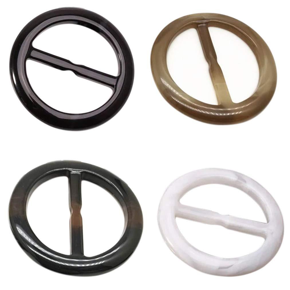 [Australia] - Plastic Round Shape Fashion Scarf Clip Ring - T-Shirt Clip Scarves Buckle Clothing Ring Wrap Holder (4 Colors) 
