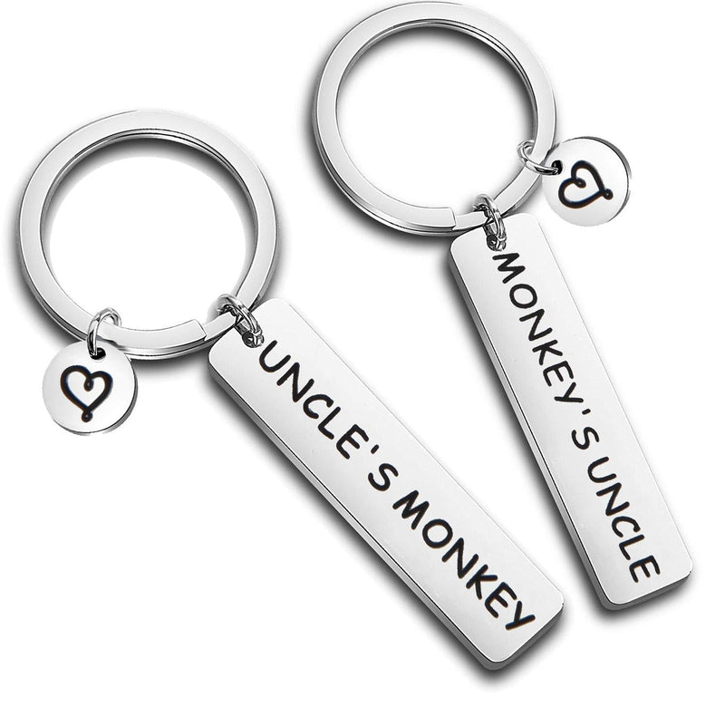 [Australia] - FEELMEM Uncle Nephew or Niece Keychains Monkey's Uncle Uncle's Monkey Matching Keychain Set Funny Uncle Gifts Ideas from Niece or Nephew,Uncle Birthday Gifts silver 