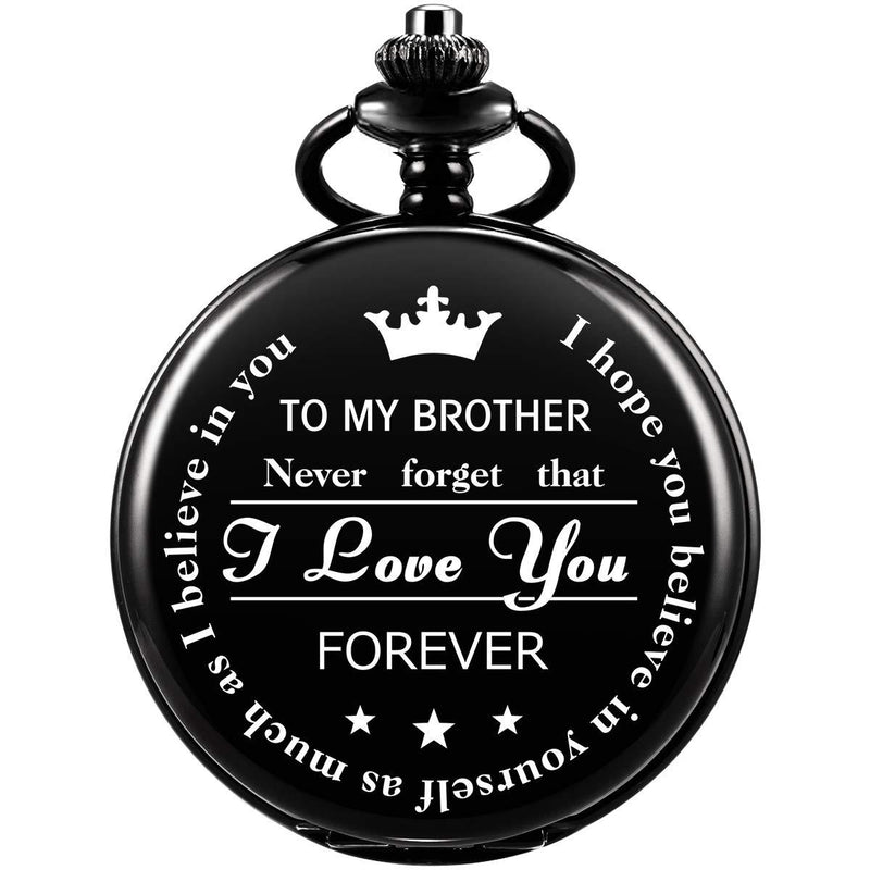 [Australia] - SIBOSUN Pocket Watch for Men Who Have Everything Birthday Gifts for Men Personalized Gifts for Husband Boyfriend (King) Engraved Black 11 Brother, Black 