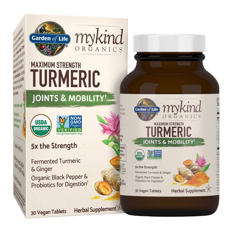 [Australia] - Garden of Life mykind Organics Maximum Strength Turmeric Joints & Mobility Support 30 Tablets - 500mg Curcumin (95% Curcuminoids) Black Pepper - Organic Non-GMO Vegan & Gluten Free Herbal Supplements 