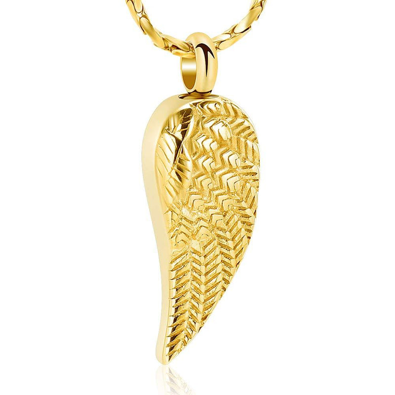 [Australia] - Imrsanl Angel Wings Cremation Jewelry for Ashes Pendant Stainless Steel Keepsake Memorial Urn Necklace for Human/Pets Gold 