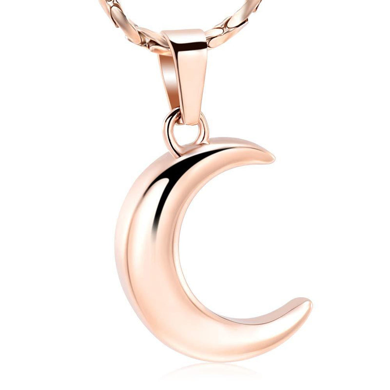 [Australia] - Imrsanl Cremation Jewelry for Ashes Moon Urn Necklace Stainless Steel Memorial Lockets Keepsakes Jewelry for Ashes Pendant - Fill kit Rose Gold 