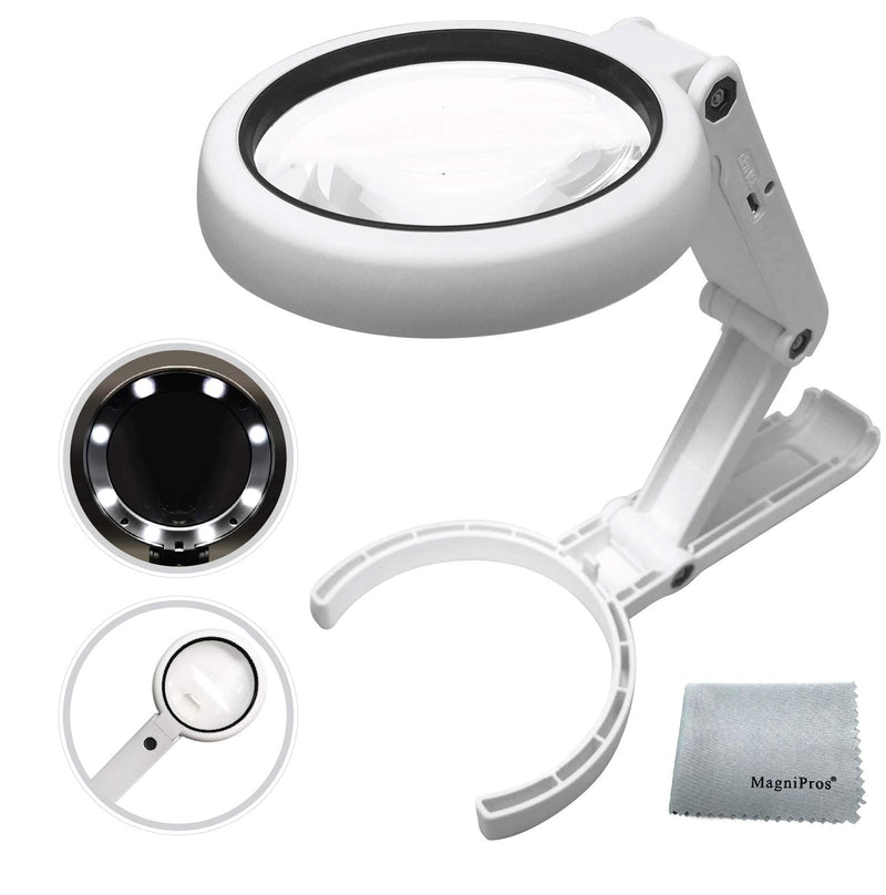 [Australia] - Magnifying Glass with 8 LED Lights, Handsfree Magnifier, [5X+11X] Dual Magnification Lens, Gentle & Bright Light Settings- Ideal for Reading Books, Jewlery, Coins, Craft & Hobbies… 