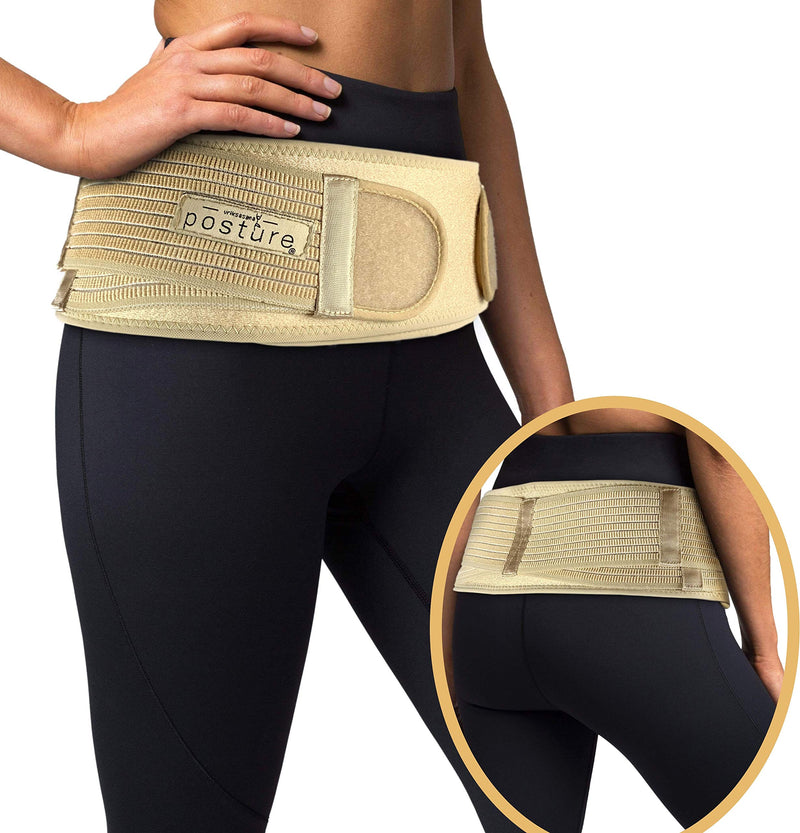 [Australia] - Vriksasana Sacroiliac Hip Belt for Women and Men That Alleviates Sciatic, Pelvic, Lower Back, Leg and Sacral Nerve Pain Caused by Si Joint Dysfunction| Trochanter Brace (Regular, Nude) Regular (Hip Size 32"- 45") 