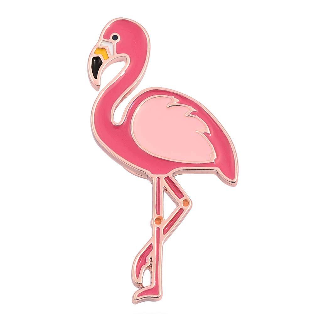 [Australia] - SENFAI 10K Gold Color Cute Enamel Flamingo Pin and Brooch Rose gold 