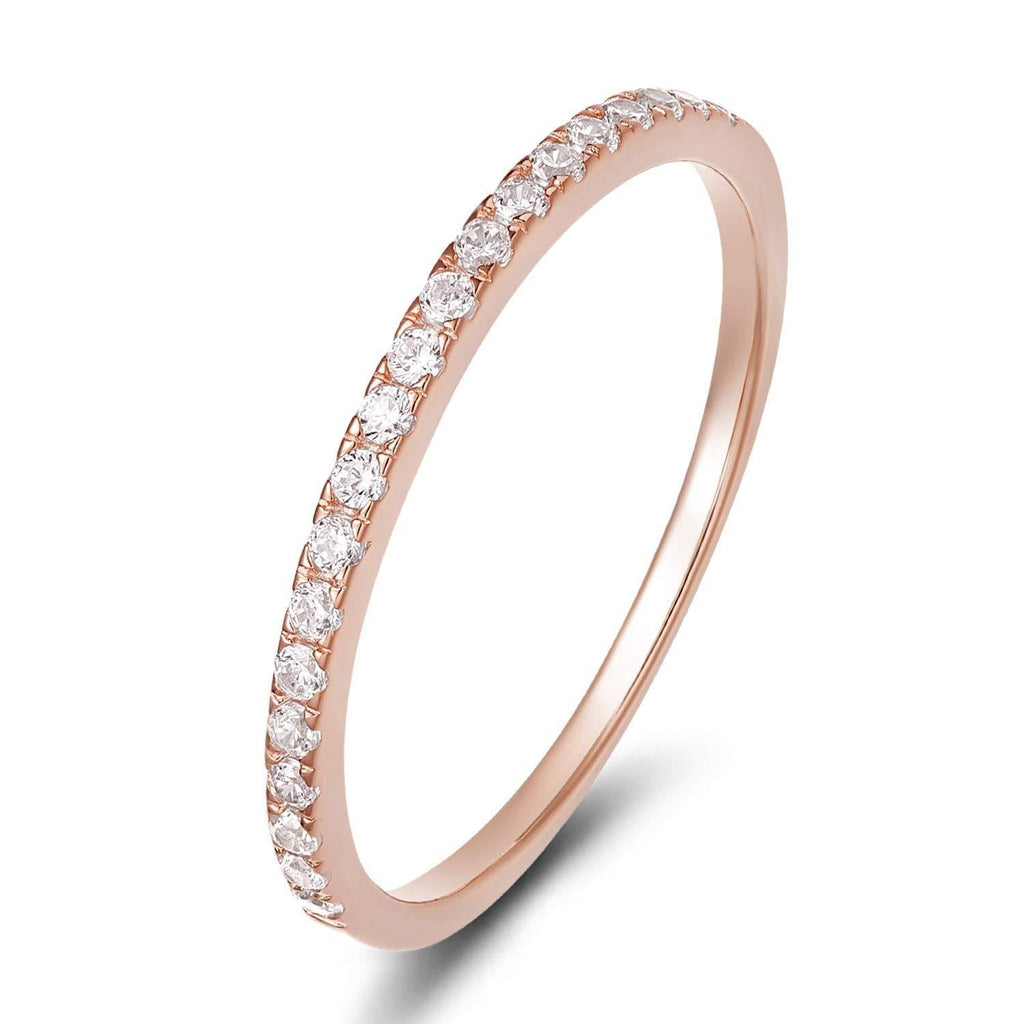 [Australia] - EAMTI 2mm 925 Sterling Silver Wedding Band Cubic Zirconia Half Eternity Stackable Engagement Ring Size 3-13 Rose gold 