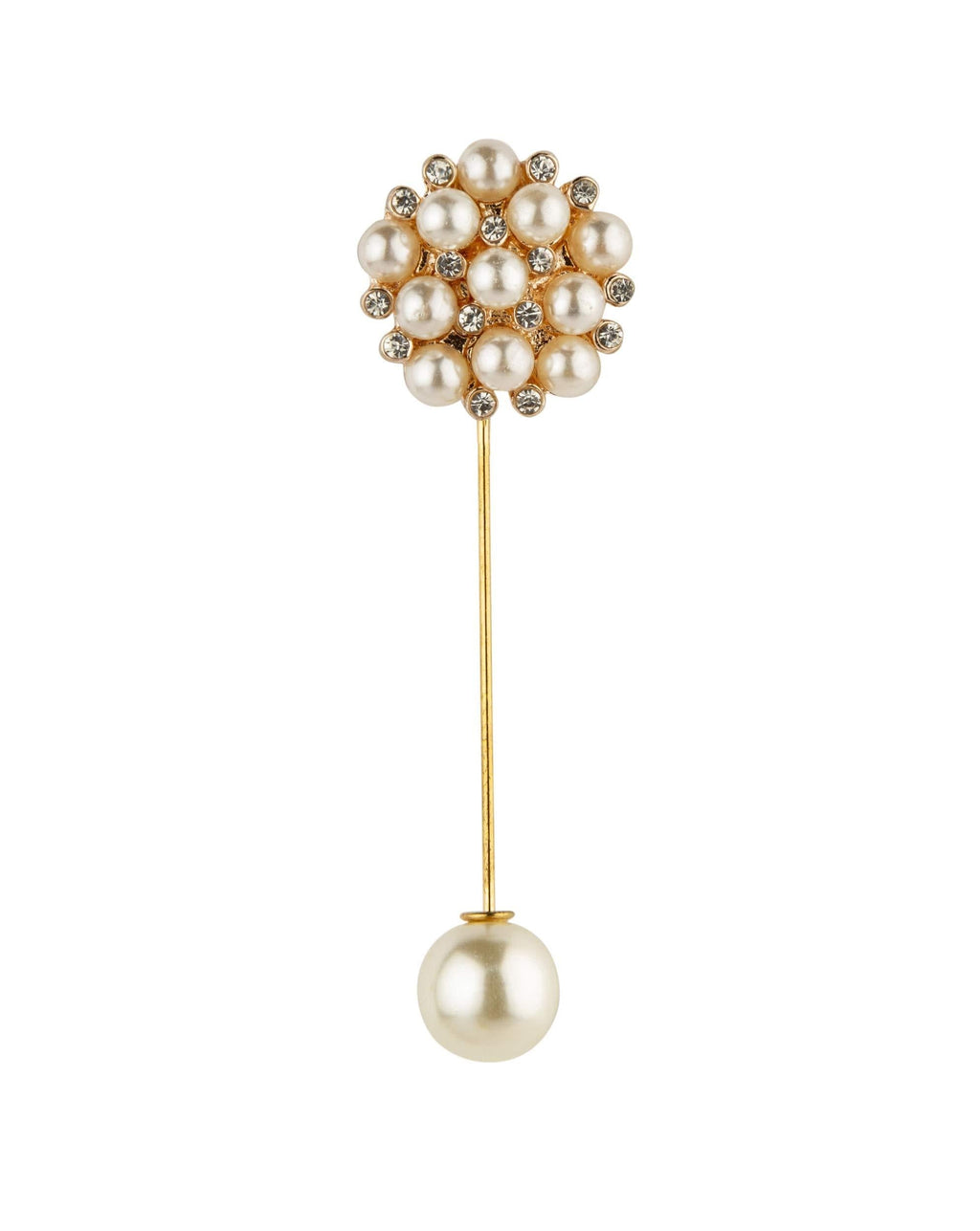 [Australia] - Knighthood White Pearl Rose Gold and Swarovski Detailing Flower Lapel Pin (S01) 