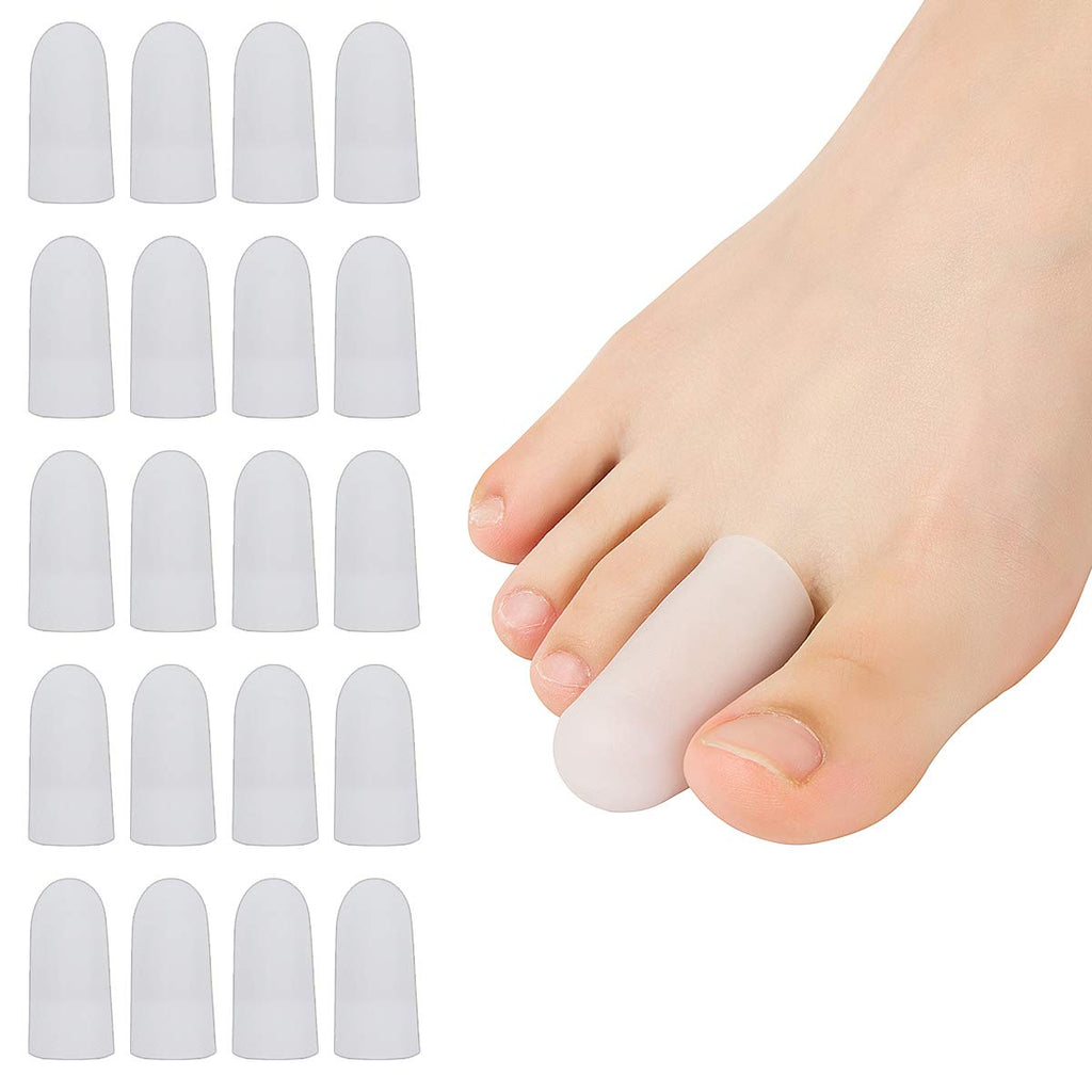 [Australia] - 20 Pieces Gel Toe Cap, Silicone Toe Protector, Toe Guards for Feet, Protect Toe and Provide Relief from Corns, Callus, Blisters, Hammer Toes, Ingrown Toenails, Toenails Loss - Size Small 20 Count (Pack of 1) White 