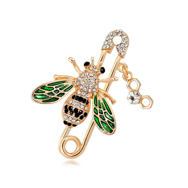 [Australia] - YOQUCOL Cute Honeybee Bee Brooch Pin Cubic Zirconia CZ Crystal Enamel Golden Tone for Women 