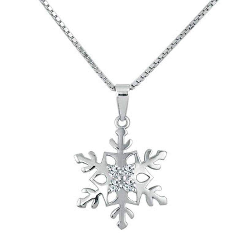 [Australia] - Jesse Ortega 925 Sterling Silver Snowflake Crystal Pendant Necklace for Women Girls Snowflake 1 