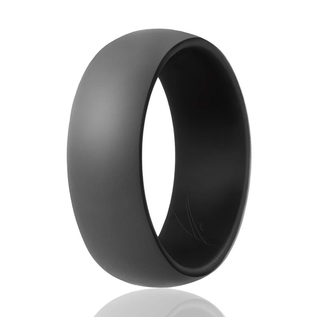 [Australia] - ROQ Silicone Wedding Ring for Men - 3 Packs/4 Packs & Singles - Duo Collection Silicone Rubber Wedding Bands - Classic Styles Dome: Black-Grey 6.5 - 7 (17.35mm) 