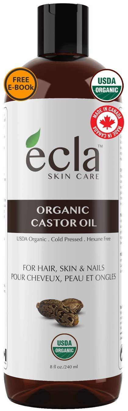 [Australia] - Castor Oil Organic Cold Pressed - Best Hair, Beard, Eyelash and Eyebrow Growth Oil 100% Pure Certified ( Made in Canada) 240ml - 8 Oz for Eyelashes and Eyebrows. Comes with E-Book 
