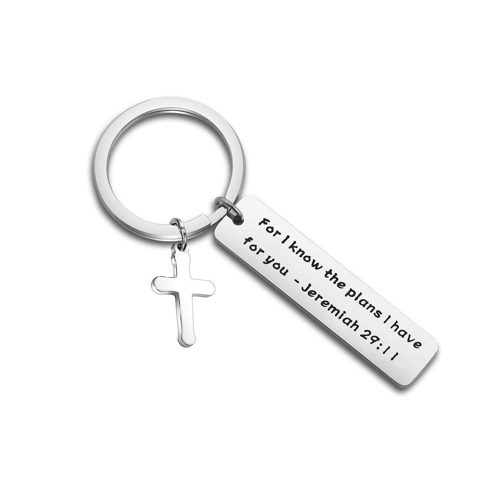 [Australia] - FEELMEM Religious Gifts Jeremiah 29:11 for I Know The Plans I Have for You Keychain Inspirational Christian Jewelry Quote silver 