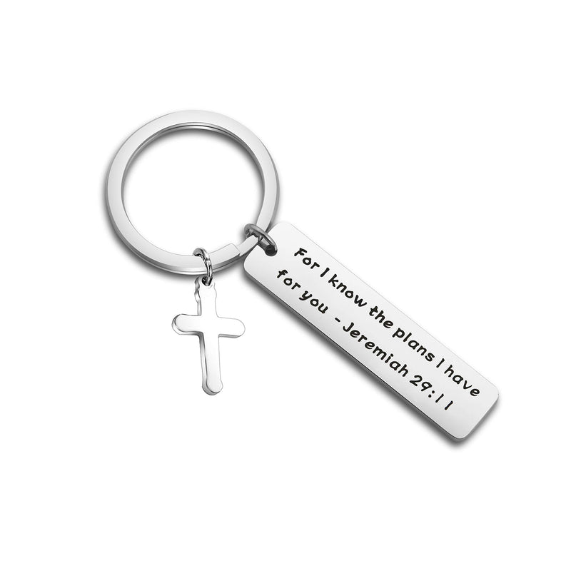 [Australia] - FEELMEM Religious Gifts Jeremiah 29:11 for I Know The Plans I Have for You Keychain Inspirational Christian Jewelry Quote silver 