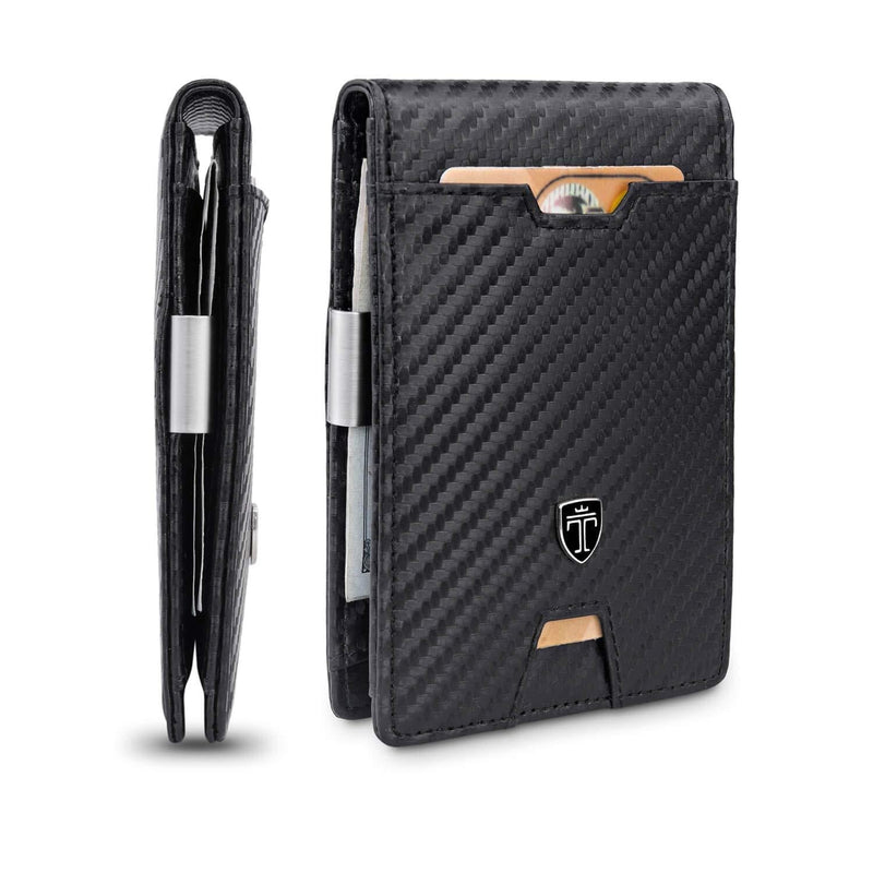 [Australia] - TRAVANDO Mens Wallet Money Clip PHOENIX Front Pocket Slim RFID Bifold Gifts Carbon Leather 