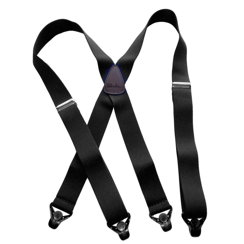 [Australia] - Holdup Suspender Company XL Black Ski-Up Suspenders X-back with black patented gripper clasp 