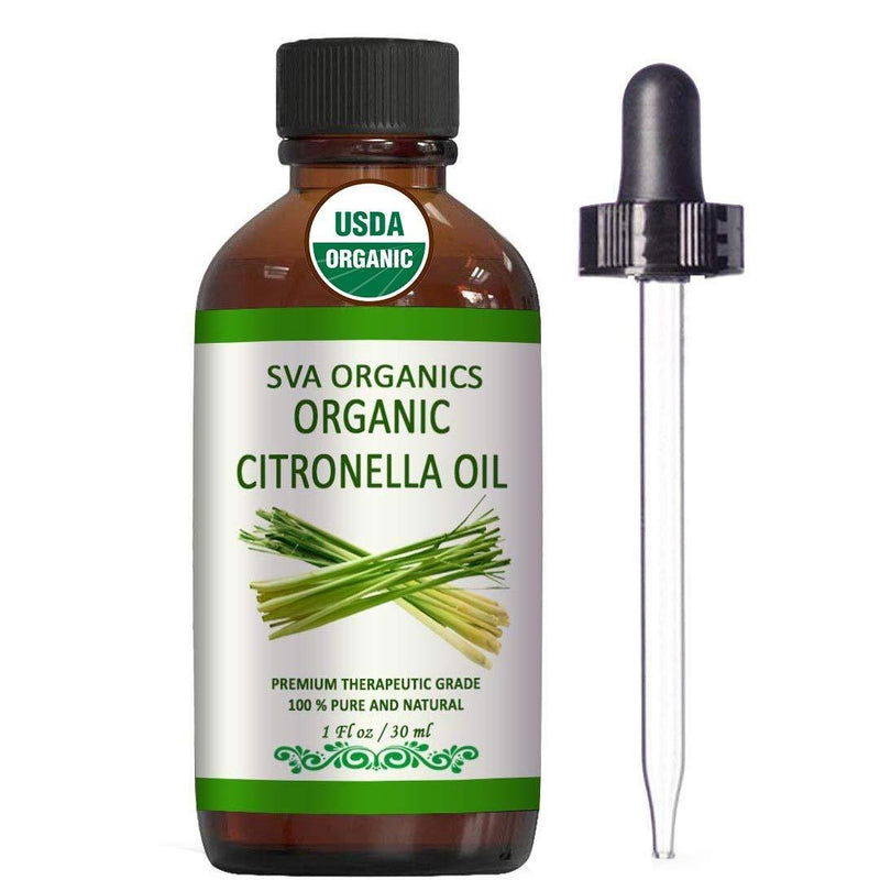 [Australia] - SVA Organics Citronella Essential Oil Organic USDA 1 Oz Pure Natural Therapeutic Grade Oil for Skin, Body, Diffuser, Candle Making 