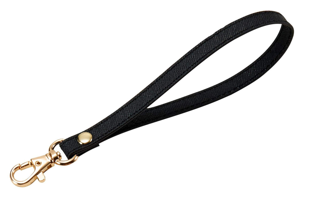 [Australia] - Wristlet KeyChain Strap for Wallets Bag Keys Phone Case Wristlet Strap Genuine Leather Strong&Sturdy A Black(gold Clasp) 
