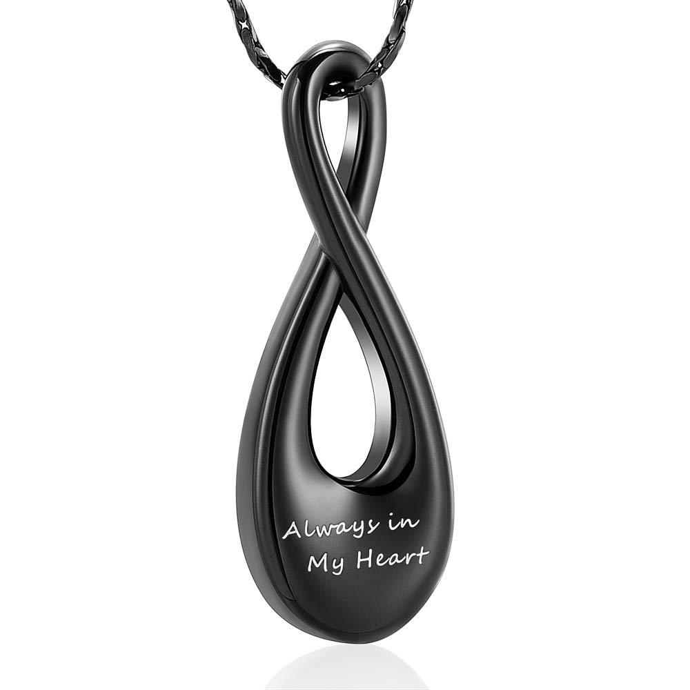 [Australia] - Imrsanl Infinity Cremation Jewelry Urn Necklace Pendants for Ashes Holder Memorial Keepsake Cremation Ashes Jewelry for Pet/Human Black 
