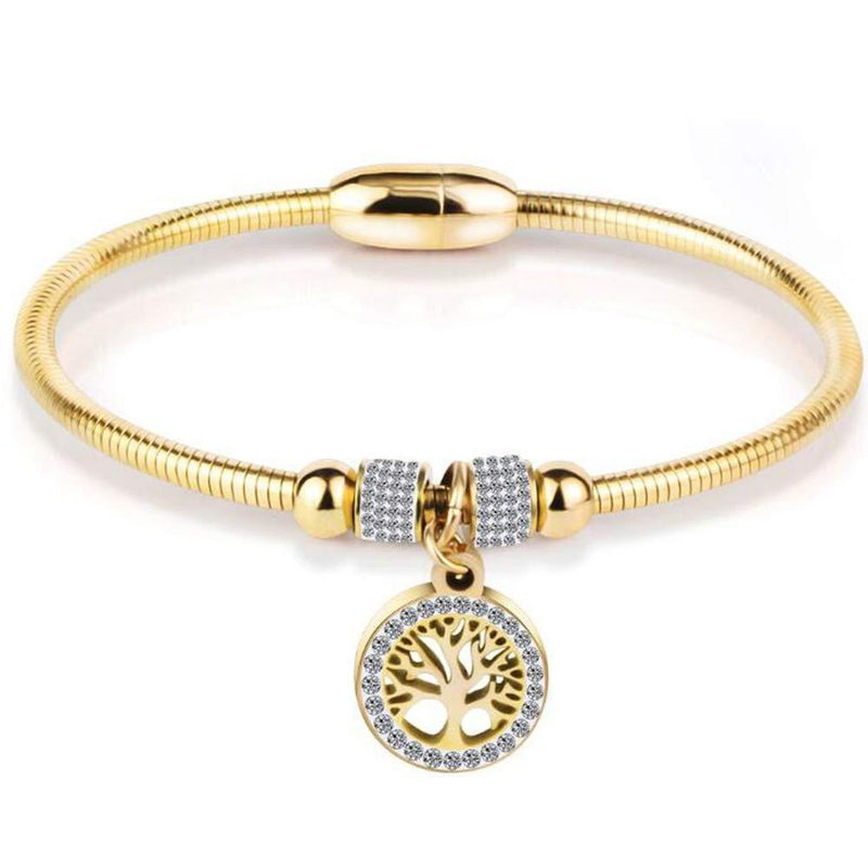 [Australia] - Jude Jewelers Stainless Steel Magnetic Tree of Life Charm Bangle Bracelet Cocktail Party Gold 