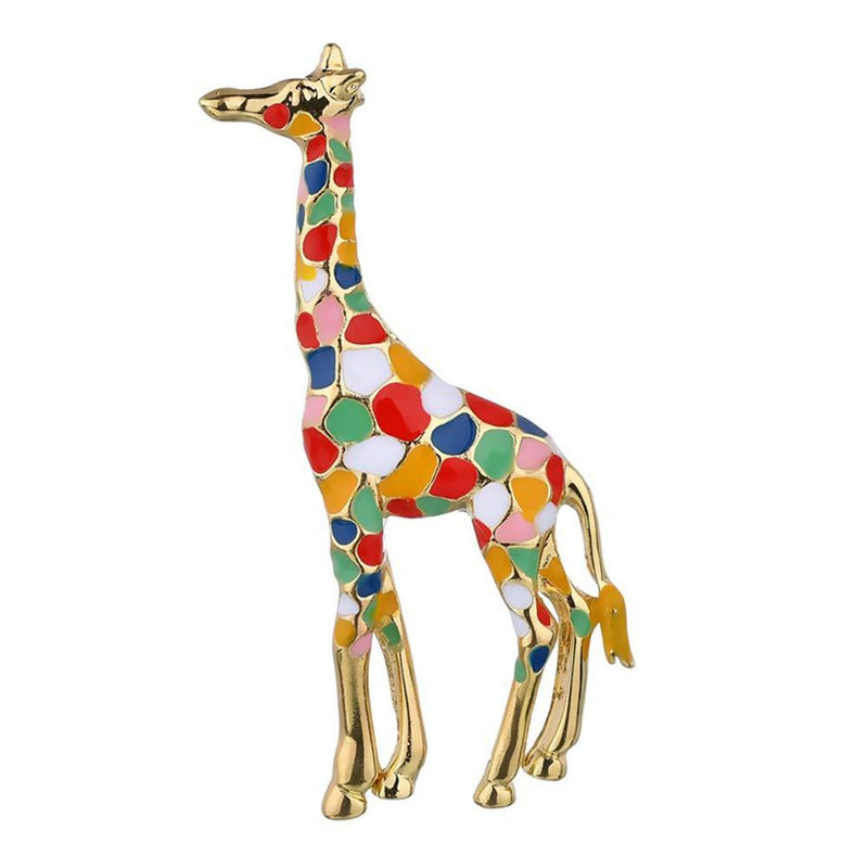 [Australia] - MIXIA Enamel Giraffe Deer Brooches Pin for Women Cute Animal Brooch Pin Fashion Jewelry Gold Color Gift for Kids Exquisite Colorful Brooch Pins 
