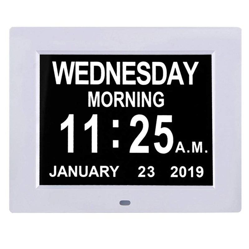 [Australia] - TMC [Newest Version] 8 Inch Digital Calendar Day Clock - Extra Large Non-Abbreviated Day&Month Impaired Vision Memory Loss Clock with 12 Alarm Options for Seniors, Elderly, Dementia, Alzheimer 