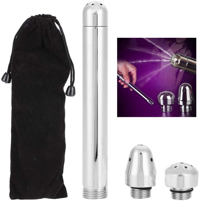 [Australia] - Shower Enema Douche Attachments Aluminium 3 Shower Head Water Nozzle Anal Rinse Vaginal Cleaning Kit Cleaner + Velvet Carry Bag 