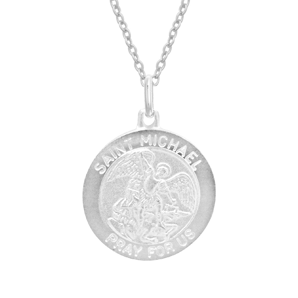[Australia] - Ritastephens Sterling Silver Saint St Michael Medal Round Pendant Necklaces 18.0 Inches 15MM 
