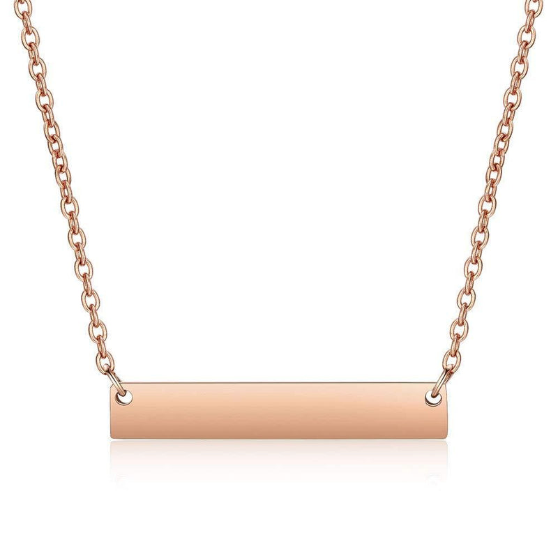 [Australia] - Jude Jewelers Stainless Steel Horizontal Long Bar Charm Necklace Rose Gold 