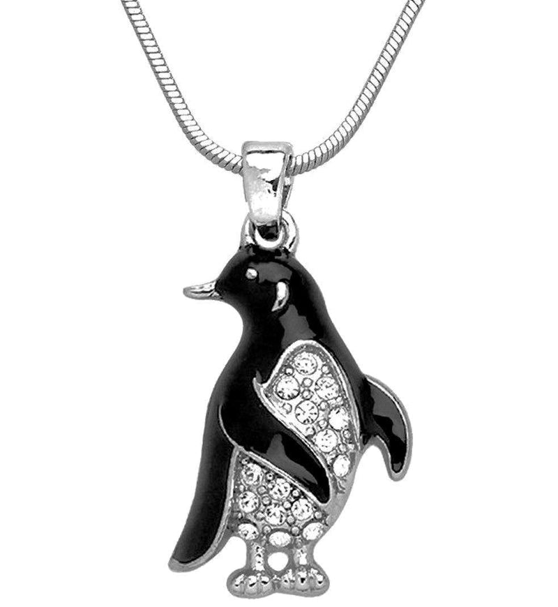 [Australia] - DianaL Boutique Beautiful Penguin Pendant Necklace Silver Tone Rhodium Plated Gift Boxed 