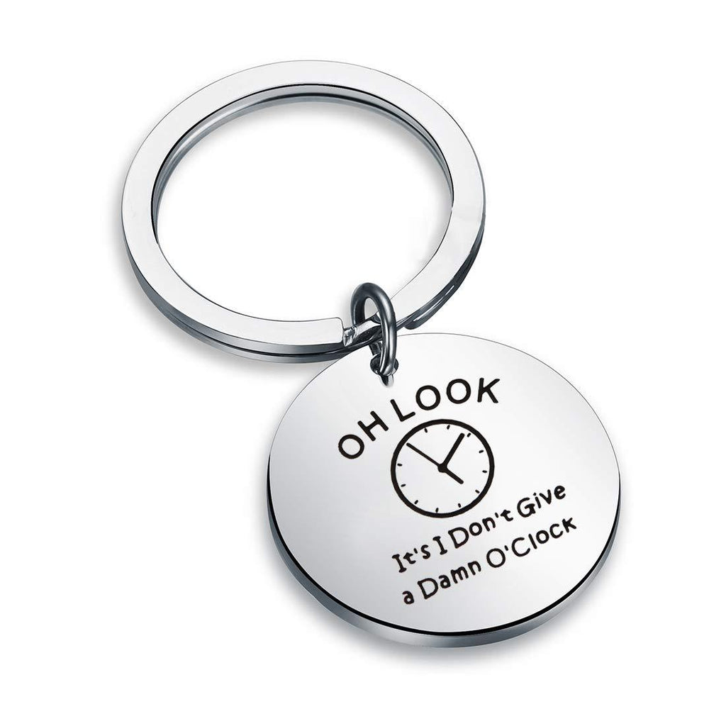 [Australia] - QIIER Retirement Gifts Coworker Retirement Keychain Office Worker Gift Retire Coworker Leaving Jewelry Oh Look It's I Don't Give a Damn O'Clock Keychain Silver 