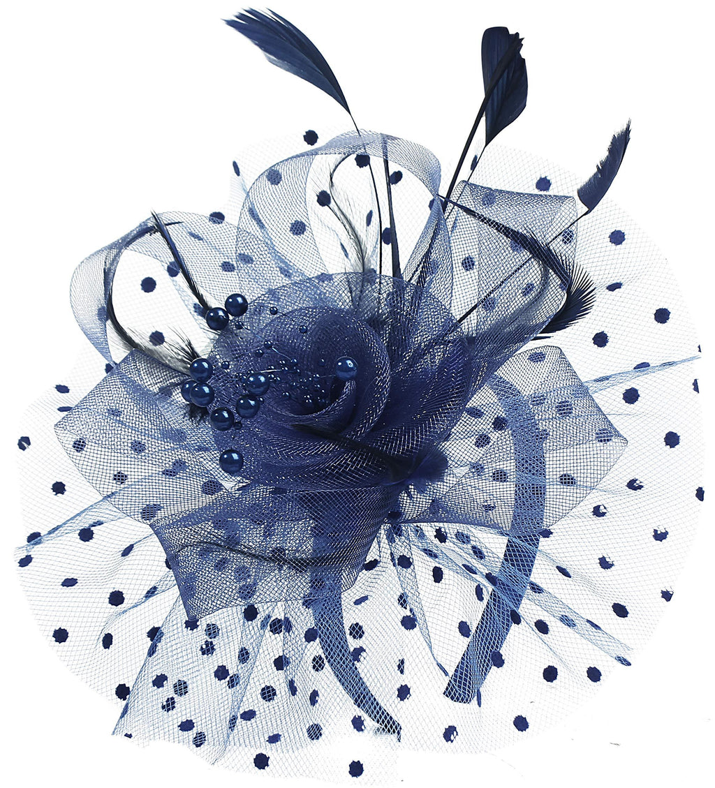 [Australia] - Myjoyday Fascinators for Women Derby Headband Wedding Tea Party Hats Hair Clip for Girls 009-navy Blue 