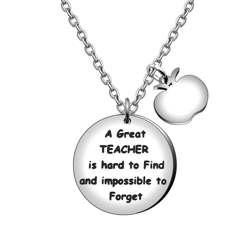 [Australia] - Pendant Necklace Teachers Day Teacher Appreciation Gifts - A Great Teacher is Hard to Find and Impossible to Forget 