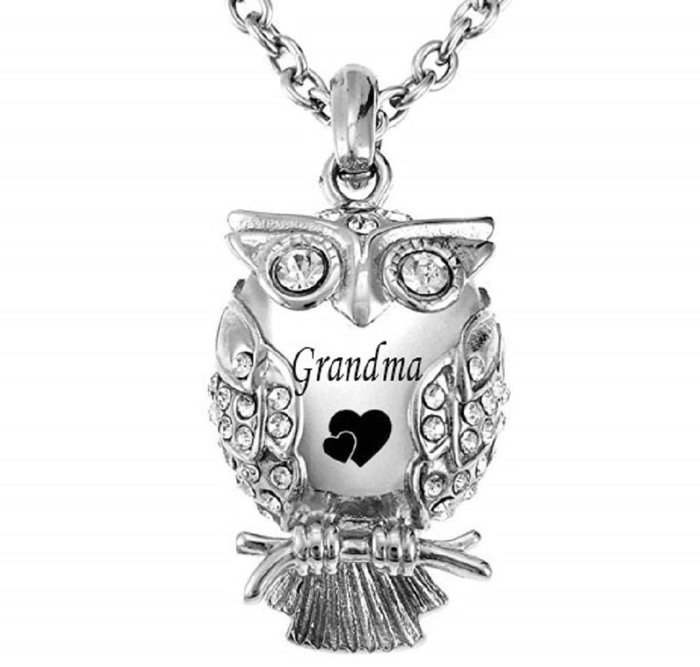 [Australia] - MEMORIALU Classic Owl Cremation Jewelry Urn Necklace for Ashes Keepsake Memorial Pendant Necklaces Grandma 
