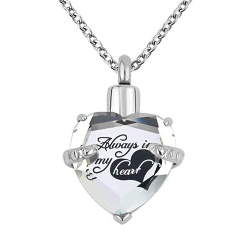 [Australia] - Jesse Ortega Urn Necklace of Ashes Always in My Heart Cremation Keepsake Memorial Jewelry White 