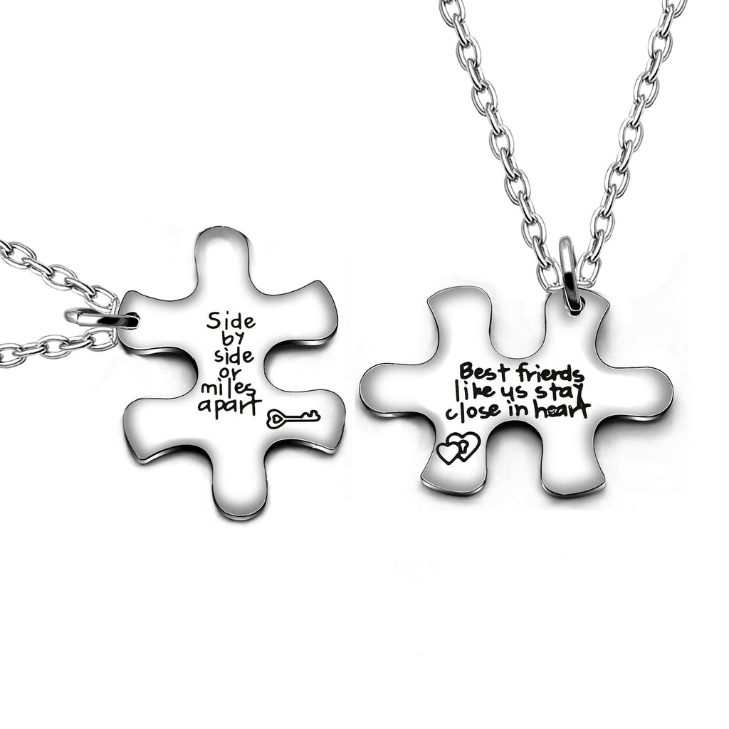 [Australia] - 2pcs Best Friend Pendant Necklace Best Friend Puzzles Gifts Side by Side Or Miles Apart Best Friends Stay Close in Heart 