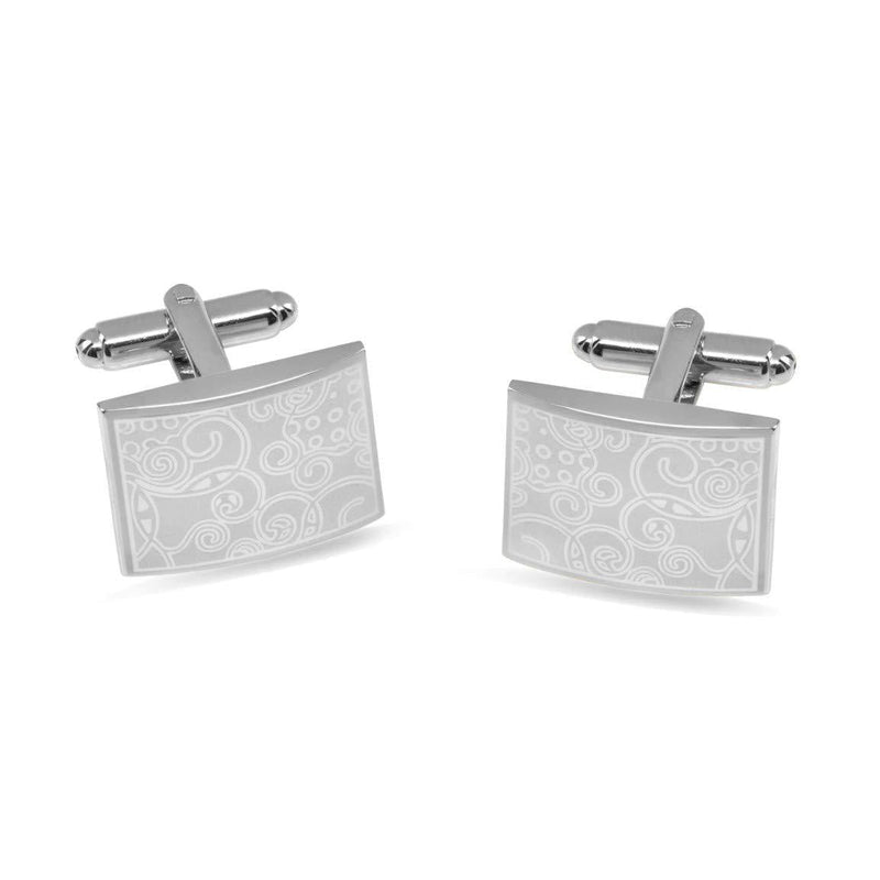 [Australia] - JewelsiQ Mens Cufflinks 14k Gold Plated Rectangle Shaped Laser Engraved Elegant Design Platinum Gold platinum-plated-brass 