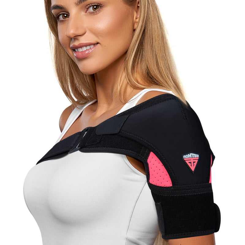 [Australia] - Shoulder Brace for Torn Rotator Cuff | Shoulder Pain Relief, Support and Compression | Sleeve Wrap for Shoulder Stability and Recovery | Fits Left and Right Arm, Men & Women (Pink, Small/Medium) Pink Small/Medium (Pack of 1) 