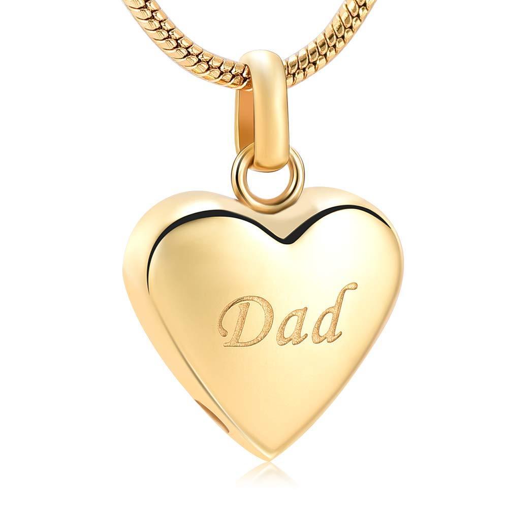 [Australia] - Heart Shape Urn Pendants Memorial Ash Necklace Stainless Steel Cremation Jewelry gold-dad 