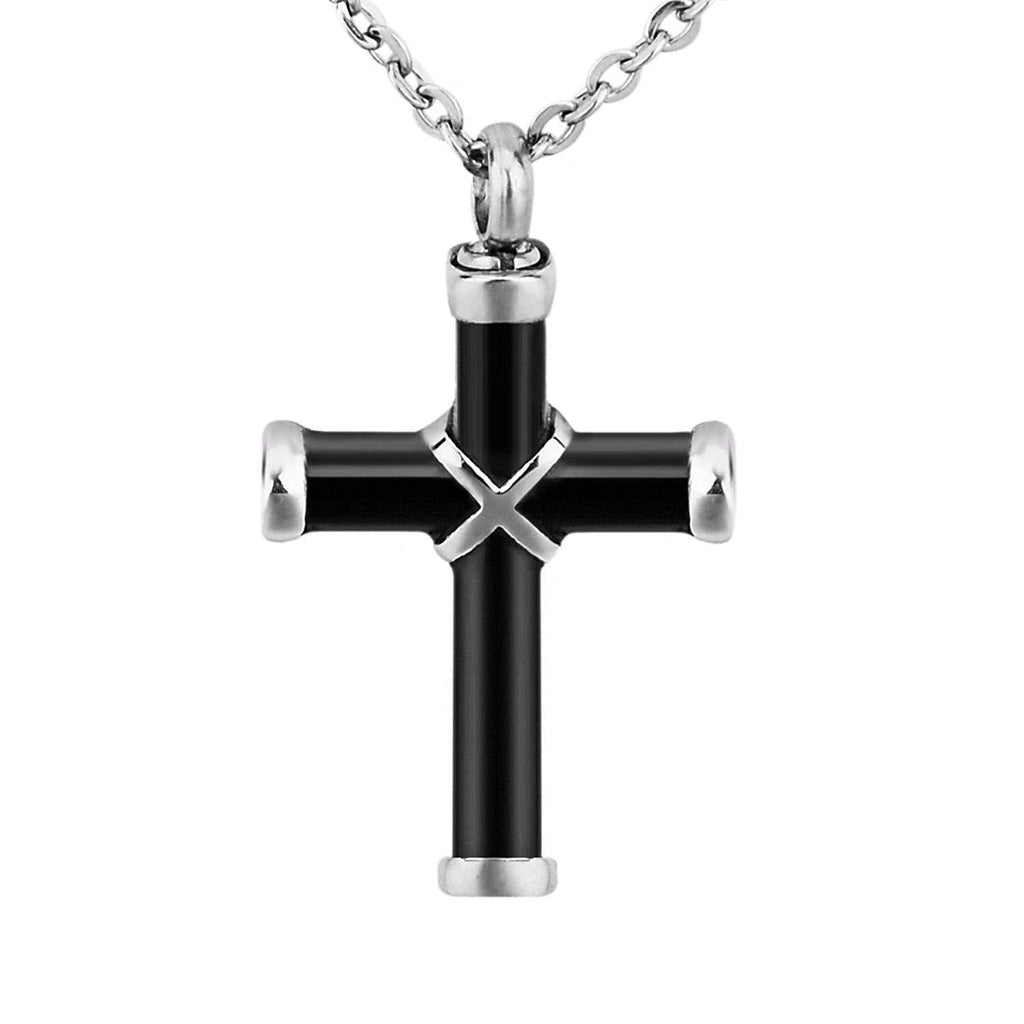 [Australia] - TTVOVO Cremation Urn Necklace for Ashes Memorial Keepsake Ashes Holder Urn Locket Heart Charm Pendant Necklaces for Men Women Stainless Steel Remembrance Waterproof Nickel-Free Hypoallergenic Jewelry Cross Pendant Urn Necklace 