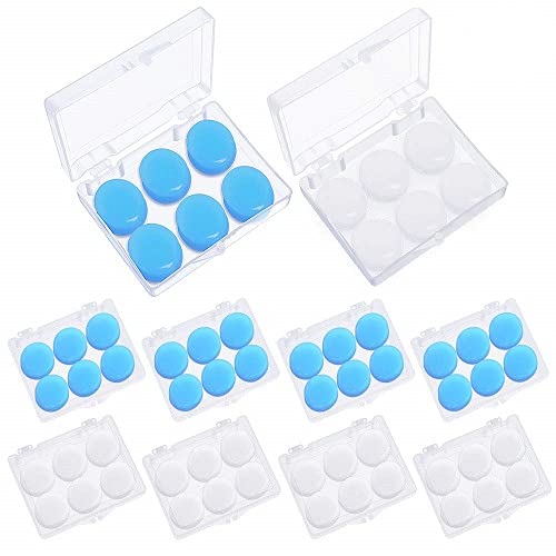 [Australia] - Heqishun 24 Pairs Soft Silicone Ear Plugs Putty Ear Plugs for Sleeping Swimming earplugs for Kids Adults, Transparent + Blue 