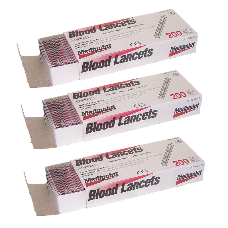[Australia] - MEDIPOINT Stainless Steel Lancet - 200ct (Pack of 3) 