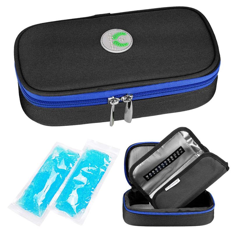 [Australia] - YOUSHARES Insulin Travel Case - Travel Medicine Cooler Bag for Insulin Pens and Diabetes Supplies Travel Insulin Pen Travel Case with 2 TSA Approved Ice Pack (Black) Black 